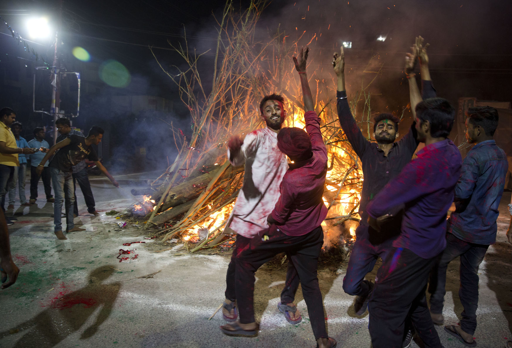 Holi festival bonfire